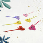 4292 Cute Cartoon Shape  Heart Design Facy Writting Pen Attached Rattle  Ball Pen Smooth Writing For Wedding  Events  Multiuse Pen  Best Pen L Use For Kids (12 Pcs Set Mix Design  Color)