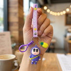 Cute Cartoon Doll Keychain With Strap And Pineapple Charm (1 Pc)