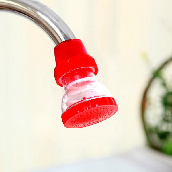 360-Degree Shower Head Faucet in action, mounted on a kitchen sink tap.