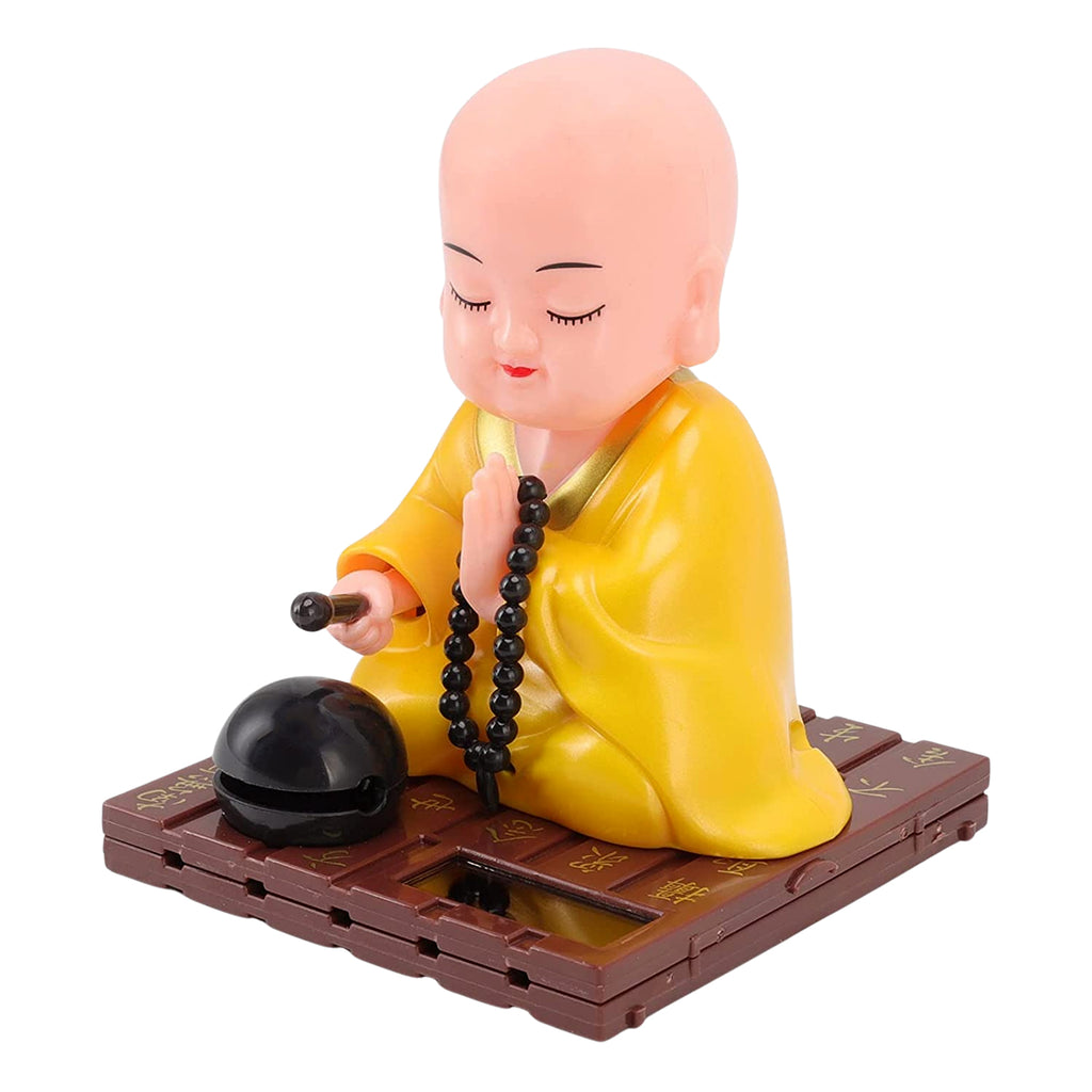 Yellow Solar Powered Sitting Buddha Statue (1 Pc  Medium)