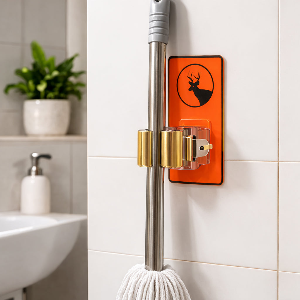 Wall Mounted Mop Holder Clip Bathroom And Kitchen Broom Holder (1 Pc)