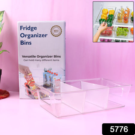 5776 Plastic Refrigerator Organizer Bins Set Of 2 Stackable Fridge Organizers With Handle Clear Organizing Food Fruit Vegetables Pantry Storage Bins For Freezer Kitchen Cabinet Organization And Storage (2 Pcs Set Mix Color)
