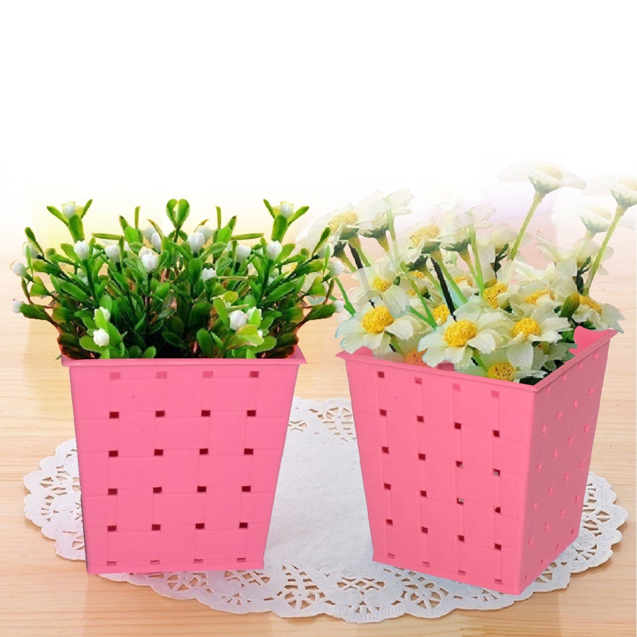 Elegant single plant railing planter featuring a unique dotted design from Indo Glow.