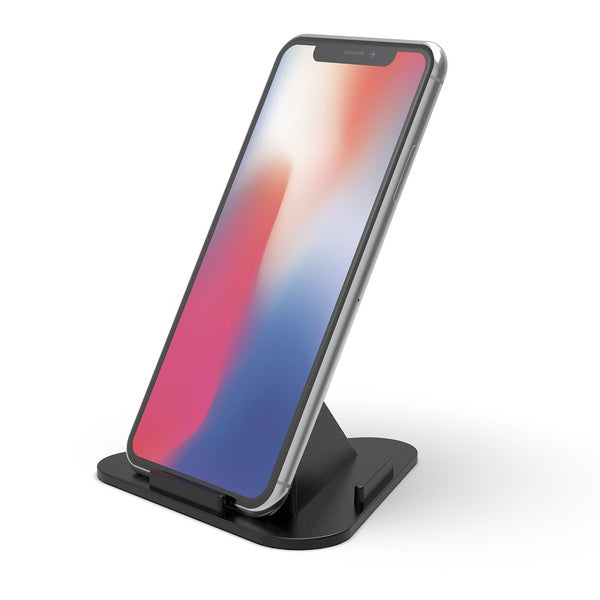 Close-up of the pyramid mobile stand's non-slip rubber feet and sturdy ABS construction.