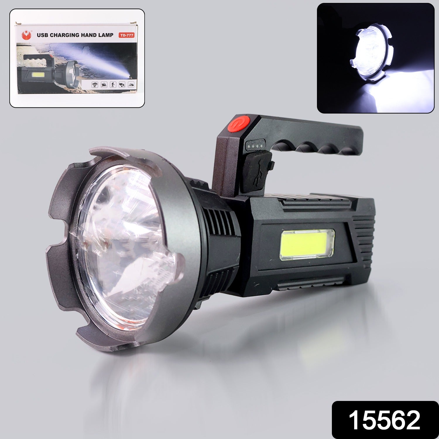 Compact rechargeable LED flashlight ideal for camping and emergency situations