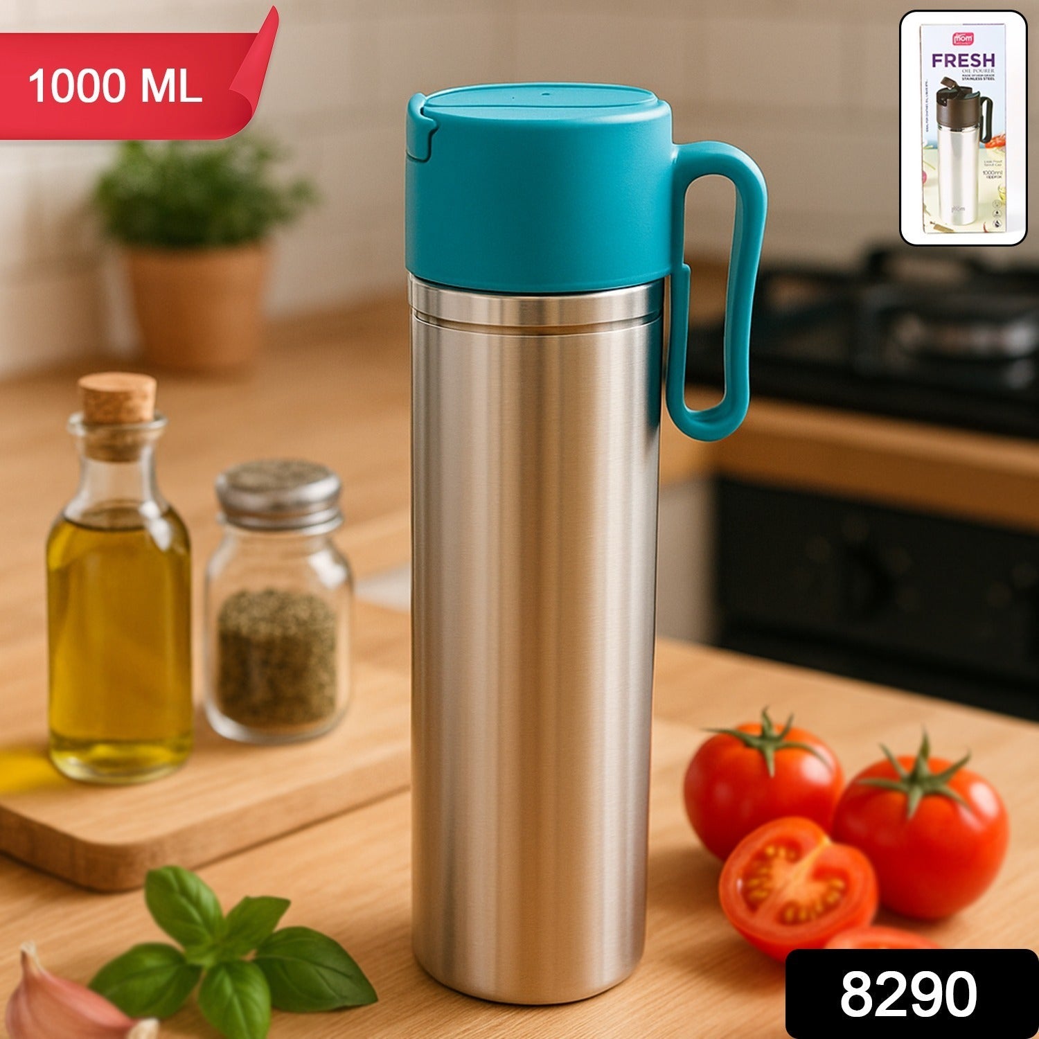 Leak-proof oil dispenser bottle ideal for cooking oil and vinegar pouring
