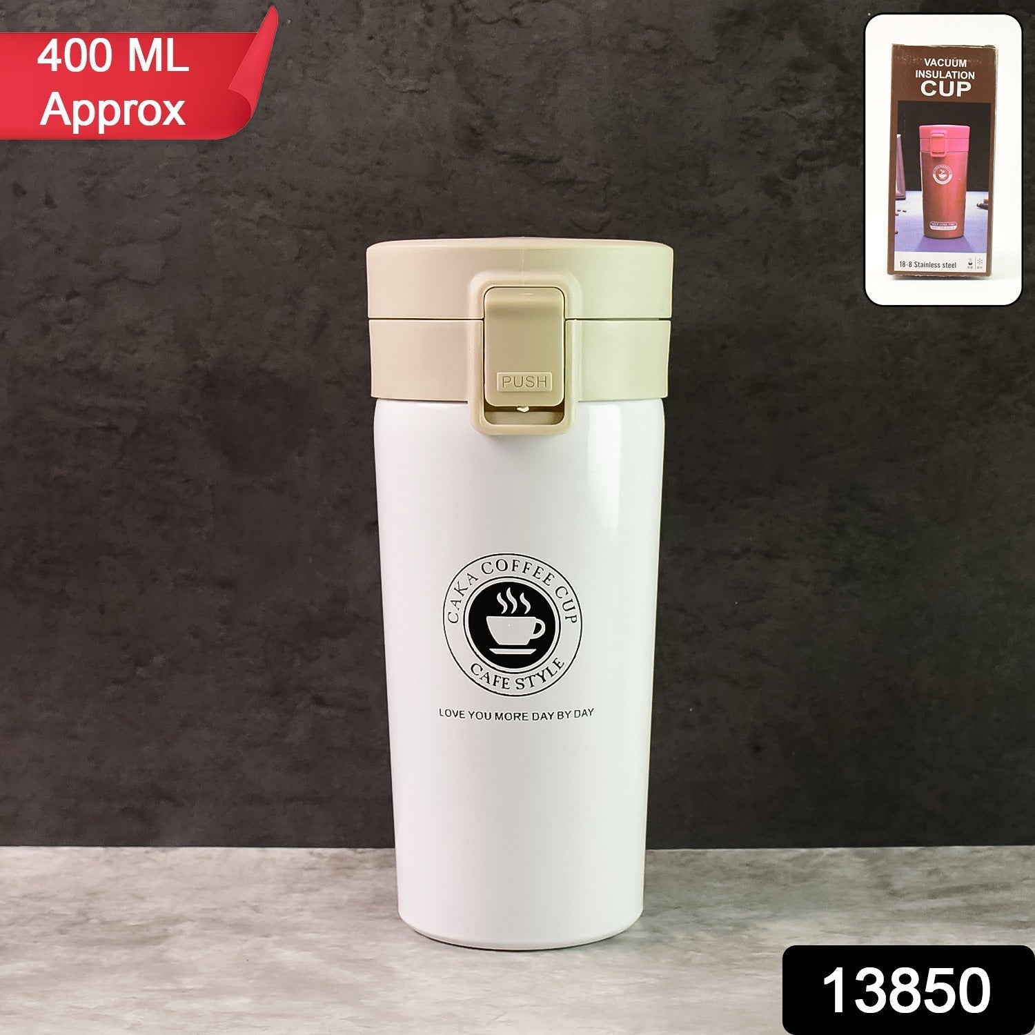 Thermal coffee flask showcasing double-wall insulation and compact design