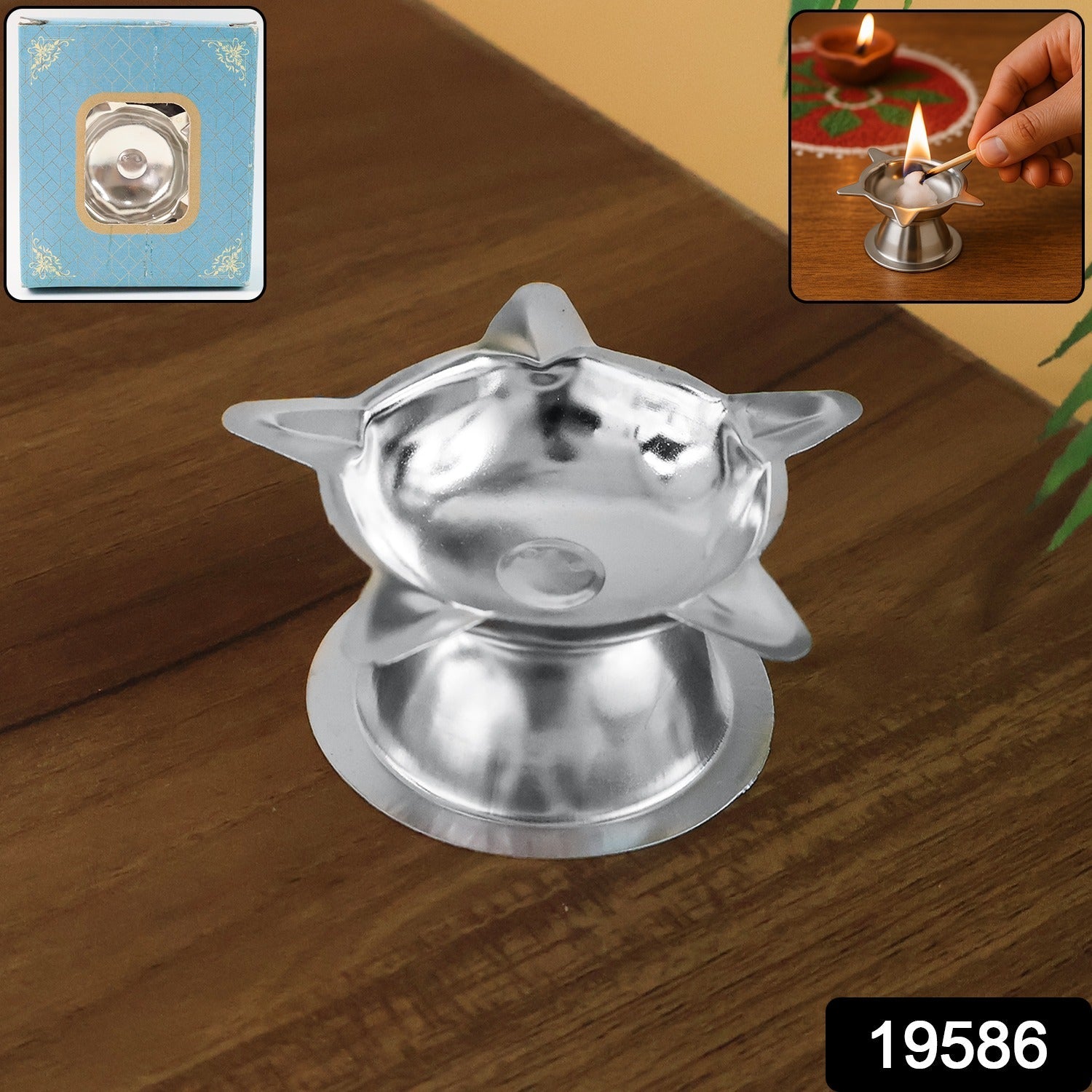 Traditional stainless steel lotus deepak ideal for festival decoration and rituals