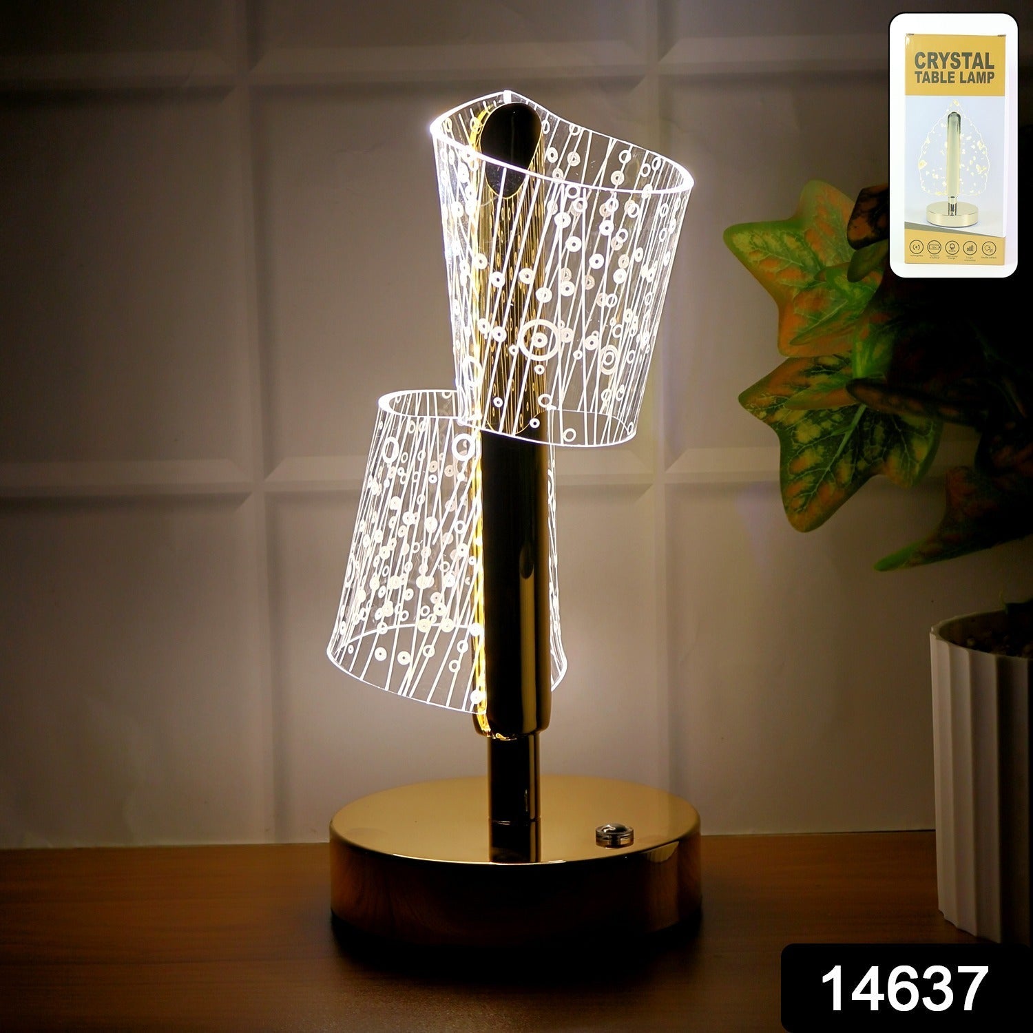 Modern acrylic crystal double shade table lamp for bedroom and office