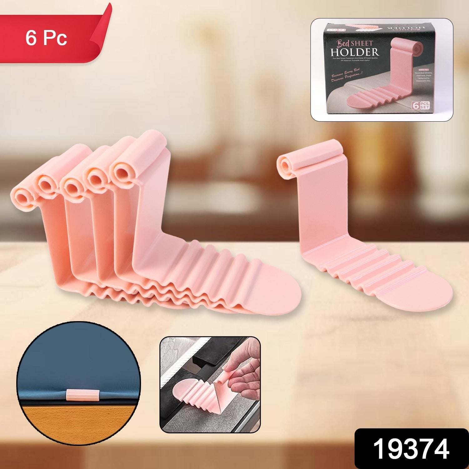 Bed sheet fixing clips applied under mattress corner for anti-slip hold