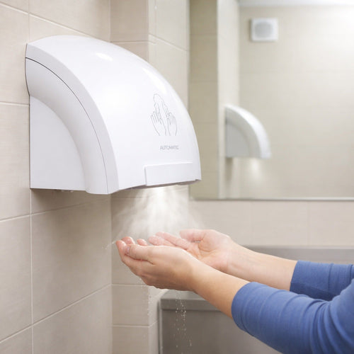 Wall mounted automatic sensor electric hand dryer in bathroom for hygienic use