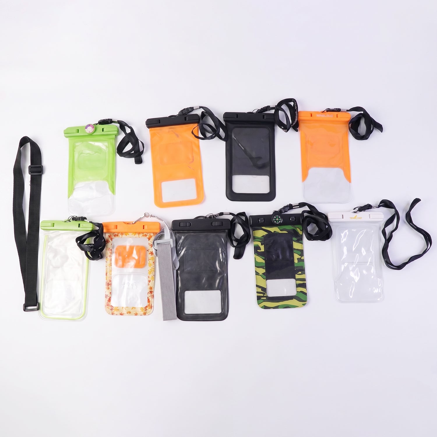 Mix Color Waterproof Mobile Pouch With Compass  1 Pc Universal Phone Case With Lanyard