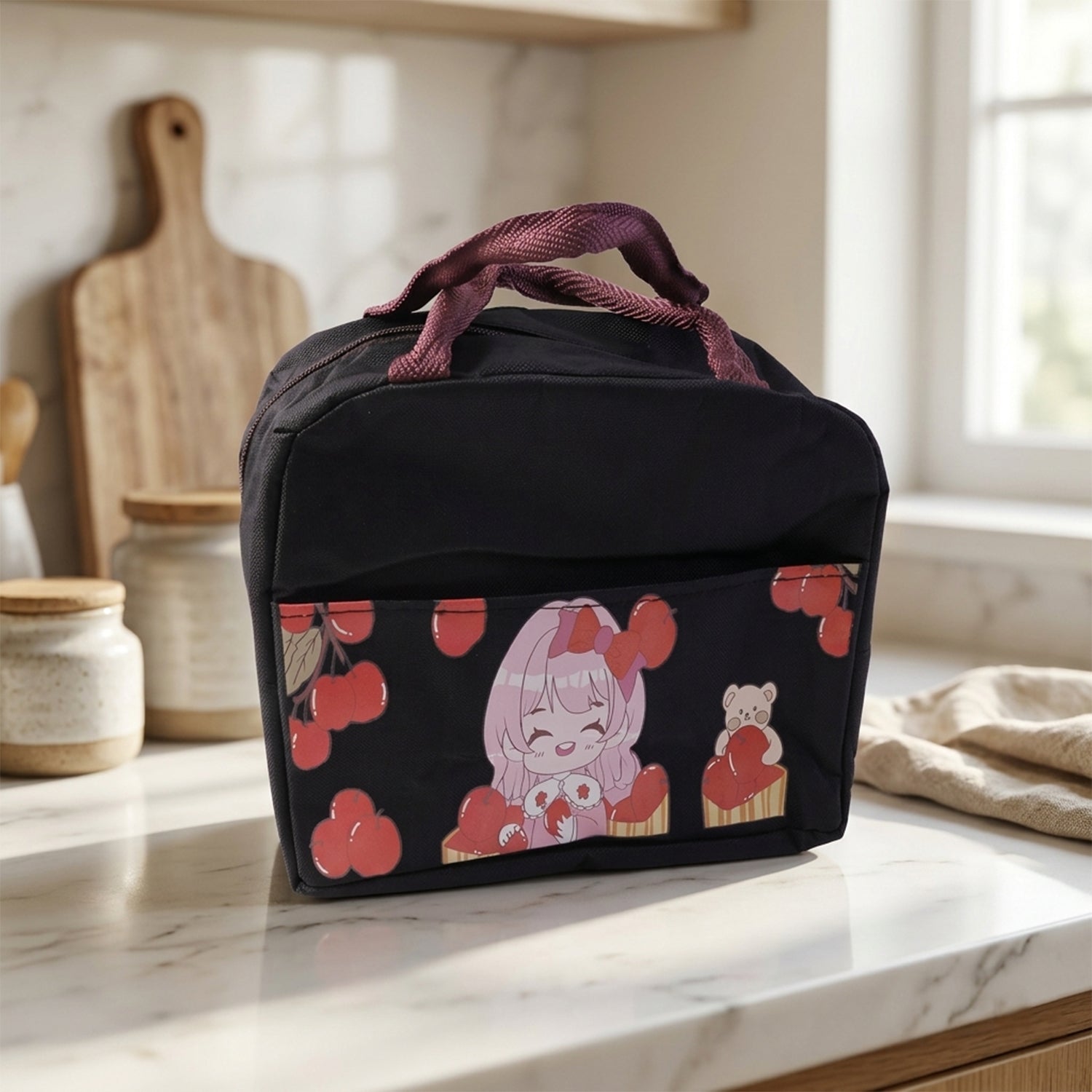 Insulated Lunch Bag With Cute Cartoon Design (1 Pc)