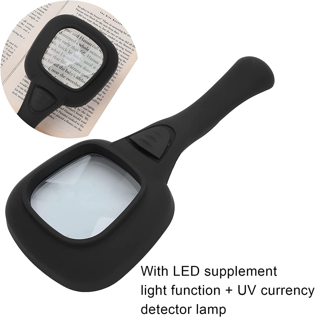 1607 Handheld Magnifying Glass 6 Led Illuminated Lighted Magnifier For Seniors Reading Soldering Inspection Coins Jewelry Exploring