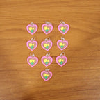 Cute Heart Flower Design Bag Charm Keychain Set (10 Pc)