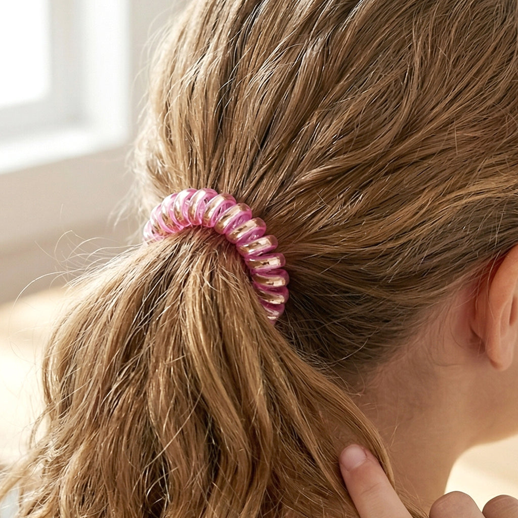 Soft Stretchable Telephone Wire Style Hair Bands Set (1 Pc Mix Color)