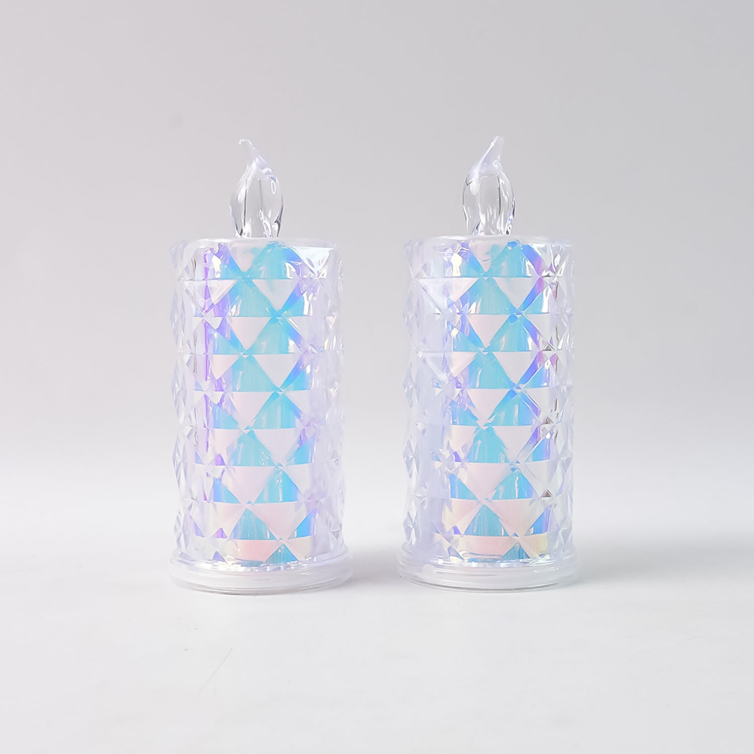 Decorative Led Candle Lights With Holographic Finish (2 Pc  Set)