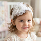 Soft Elastic Baby Hair Headband With Floral Lace Design (1 Pc Mix Design)
