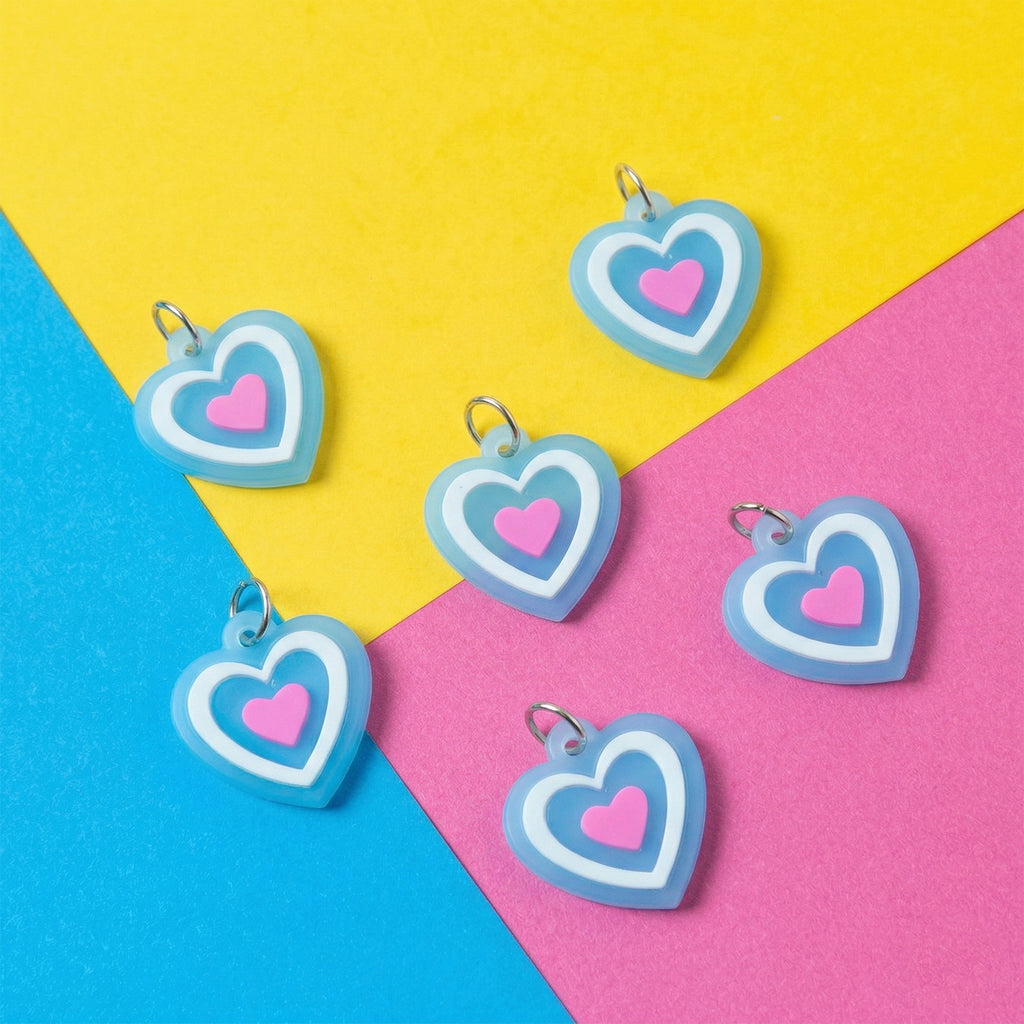 Cute Heart Shape Bag Charm Keychain Set (10 Pc)