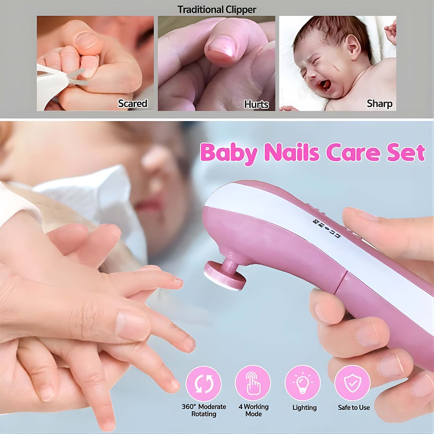 Infographic detailing the recommended grinding heads for babies of different age groups.