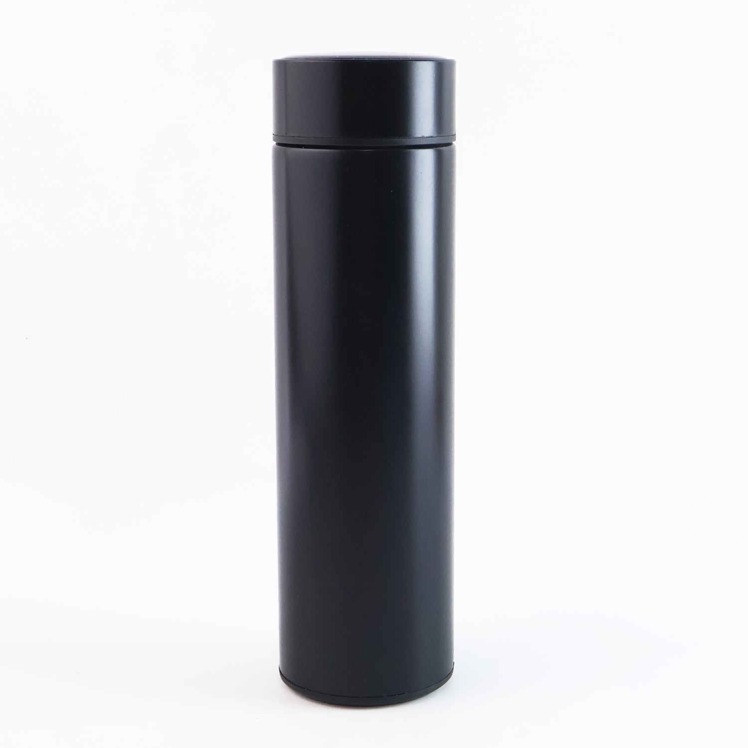 Compact 500ML black water bottle with touchscreen LED temperature indicator
