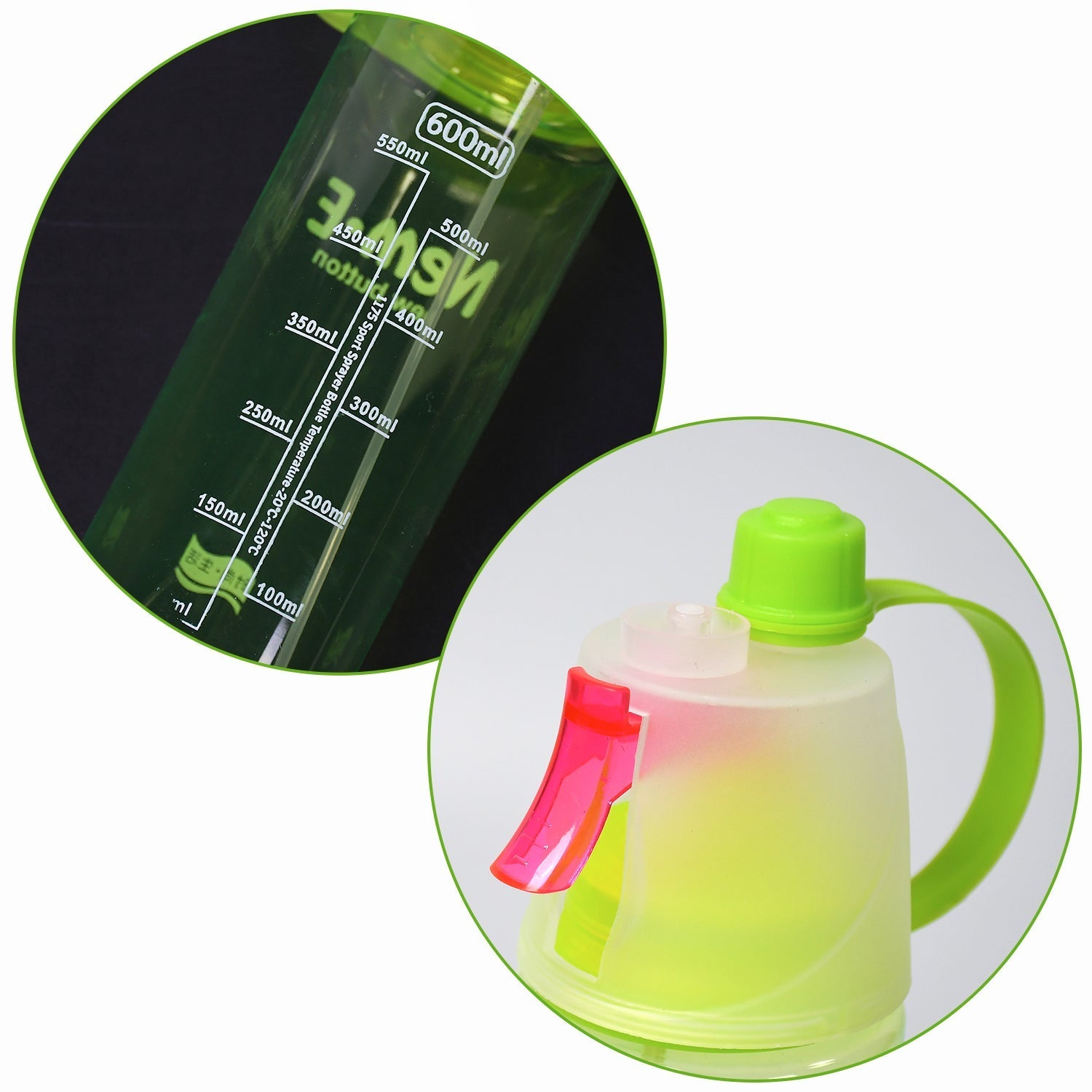 Ergonomic 600ml sports water bottle, perfect for gripping during intense workouts or cycling.