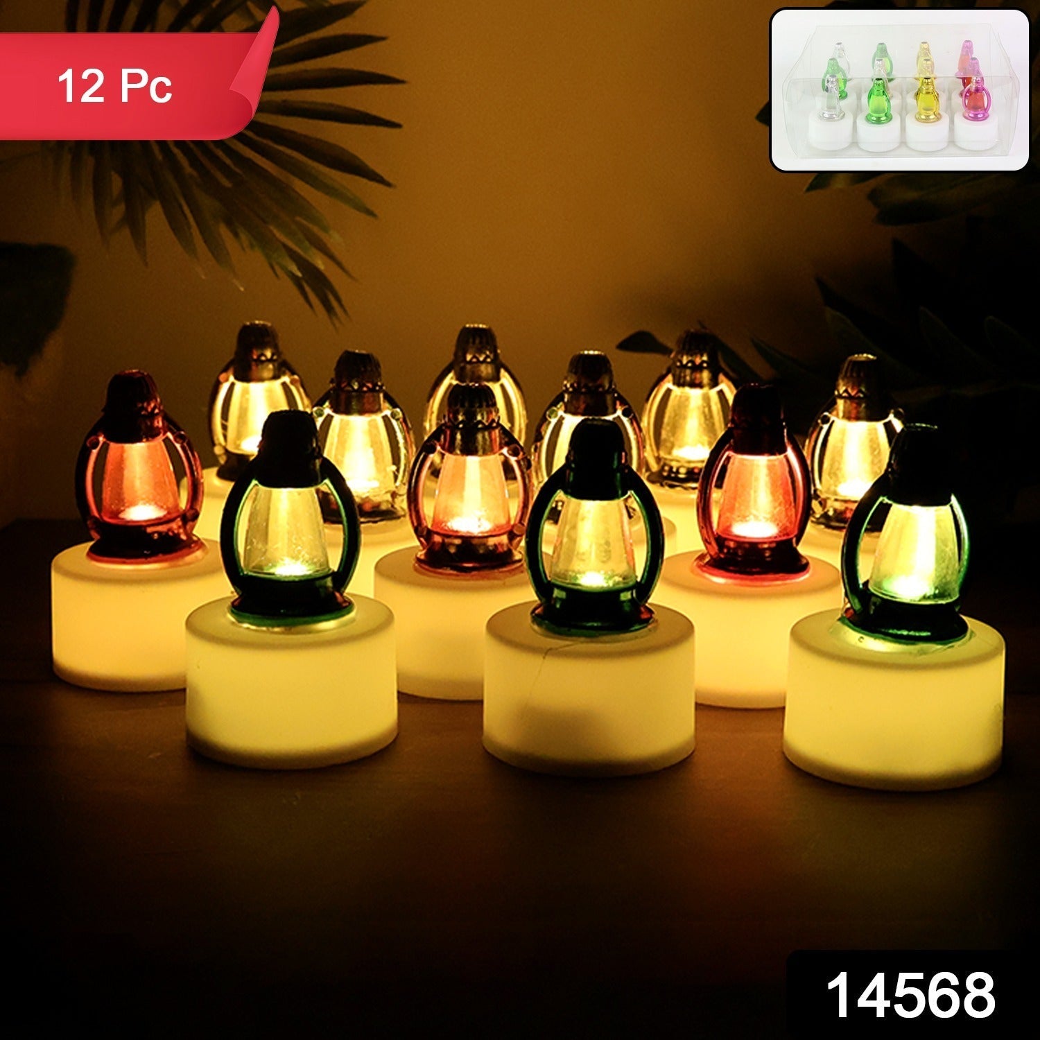 12-piece set of battery operated LED candle lamps for home and festival decoration