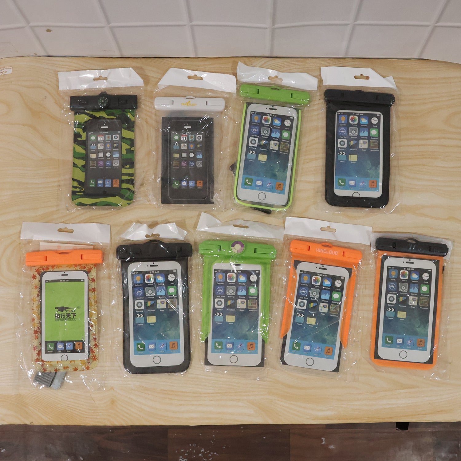 Mix Color Waterproof Mobile Pouch With Compass  1 Pc Universal Phone Case With Lanyard