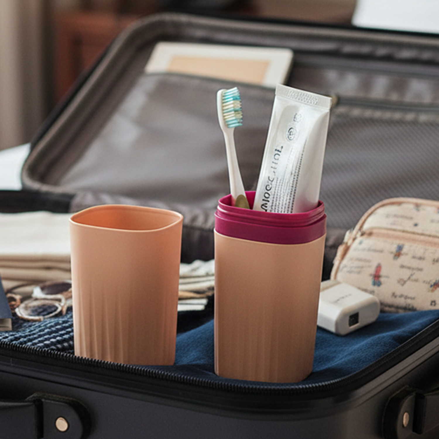 Plastic Hygienic Toothbrush Travel Portable Case (2 Pc)