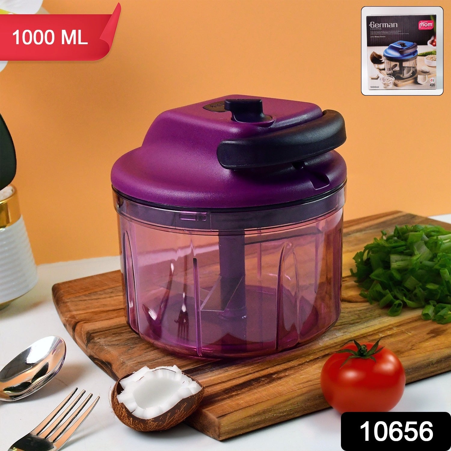 Premium German style vegetable chopper with ergonomic hand-pull handle
