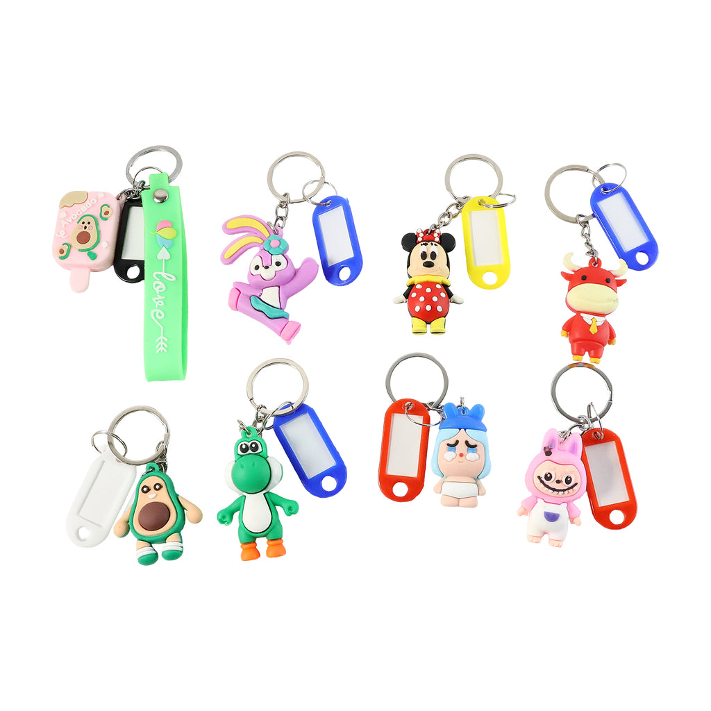 Cartoon Character Keychain With Name Tag (Mix Design 1 Pc)