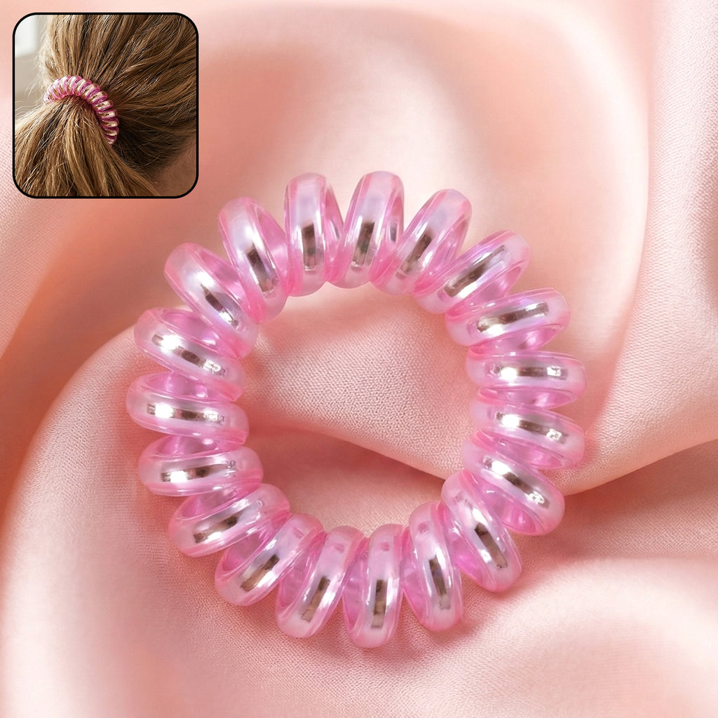 Soft Stretchable Telephone Wire Style Hair Bands Set (1 Pc Mix Color)
