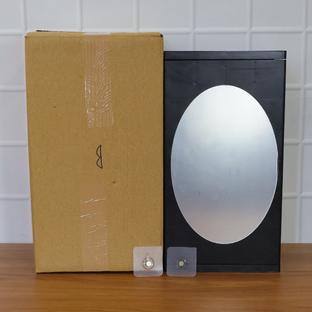 Wall Mounted Black Rotating Storage Cabinet Organizer (1 Pc 22x42 Cm)