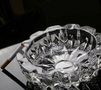 Crystal Glass Round Ashtray Heavy Duty Smoking Cigarette Holde