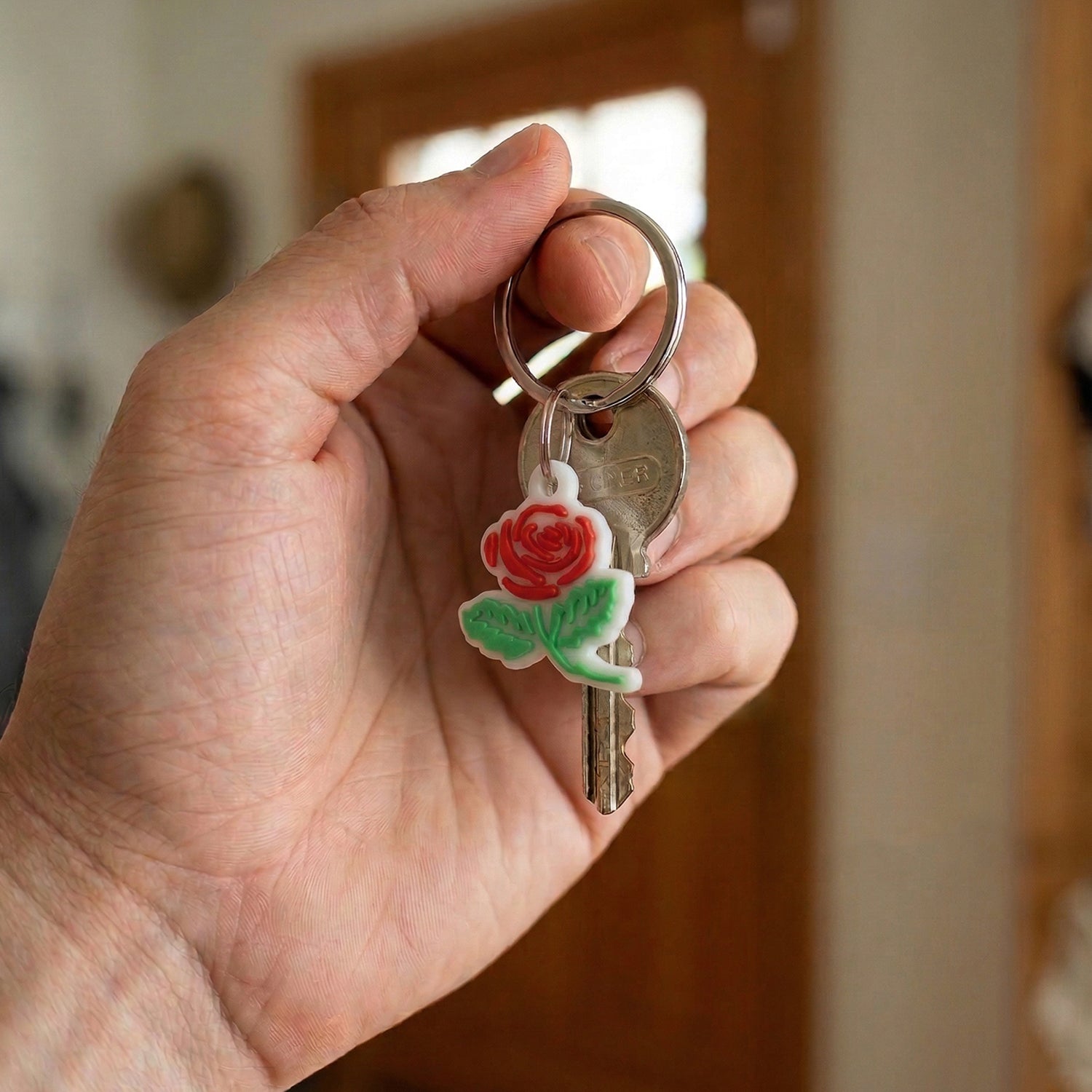 Rose Flower Design Bag Charm Keychain Set (10 Pc)