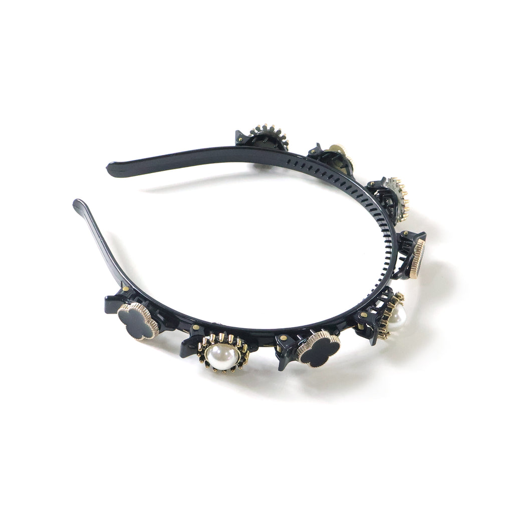 Premium Decorative Headband Stylish Black  Gold Finish Hair Band (1 Pc)
