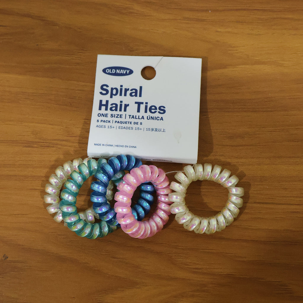 Soft Stretchable Telephone Wire Style Hair Bands Set (5 Pc Mix Color)
