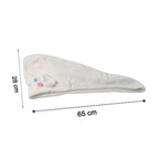 Size dimensions of microfiber hair drying towel wrap with button closure