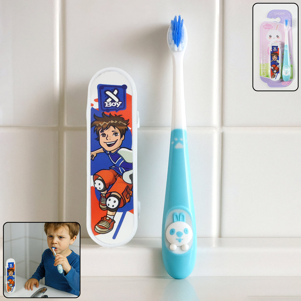 Kids Toothbrush With Cartoon Sketchboard Toy