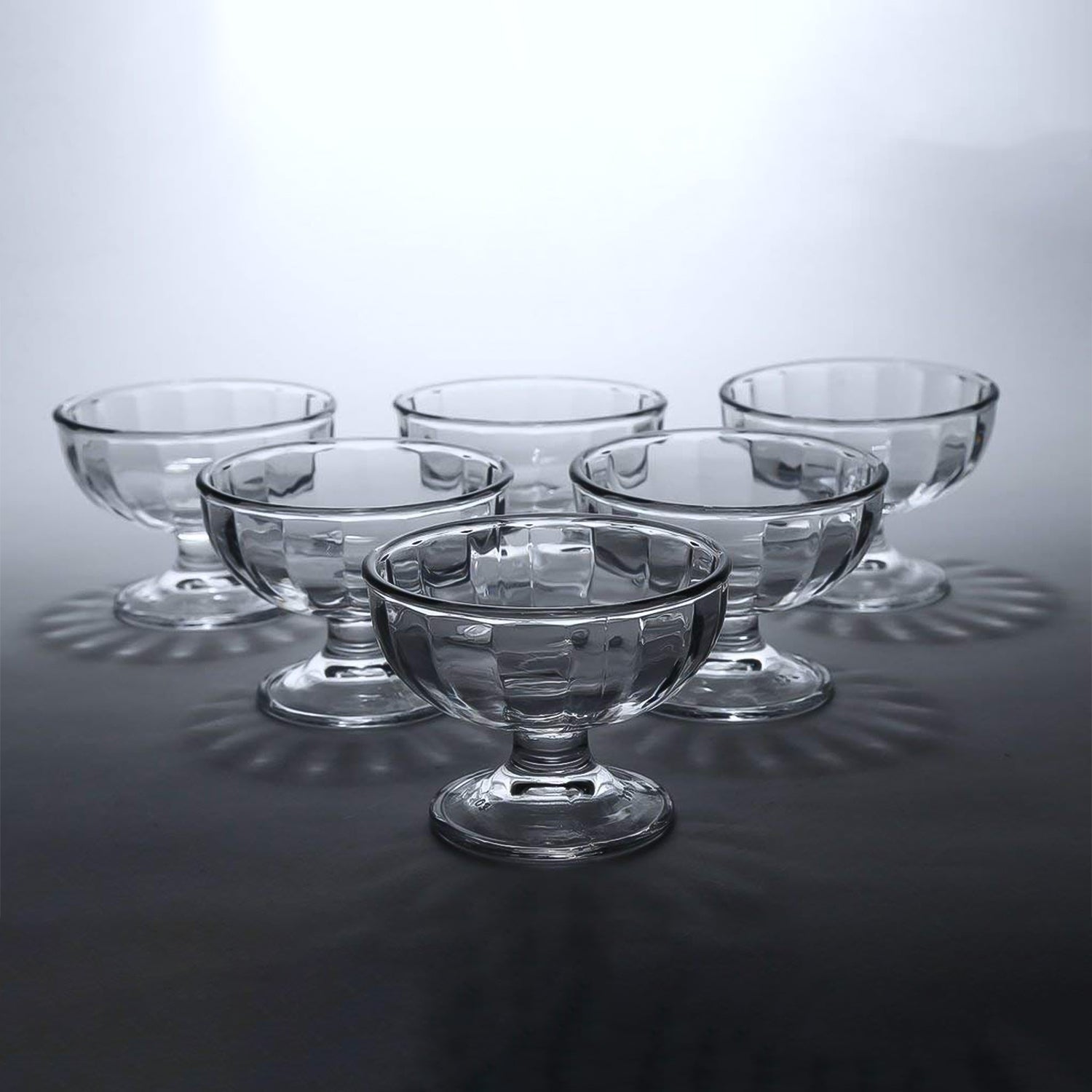 Elegant premium glass ice cream dessert bowl with footed base