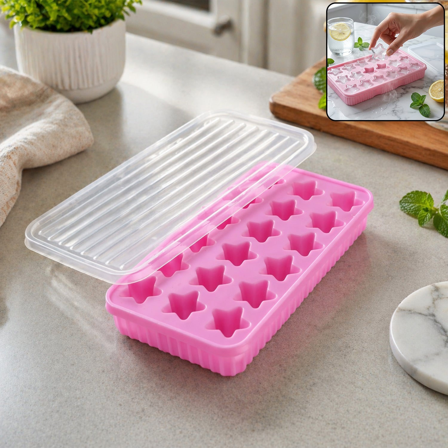 18 grid star shape ice cube tray with lid for creative freezing