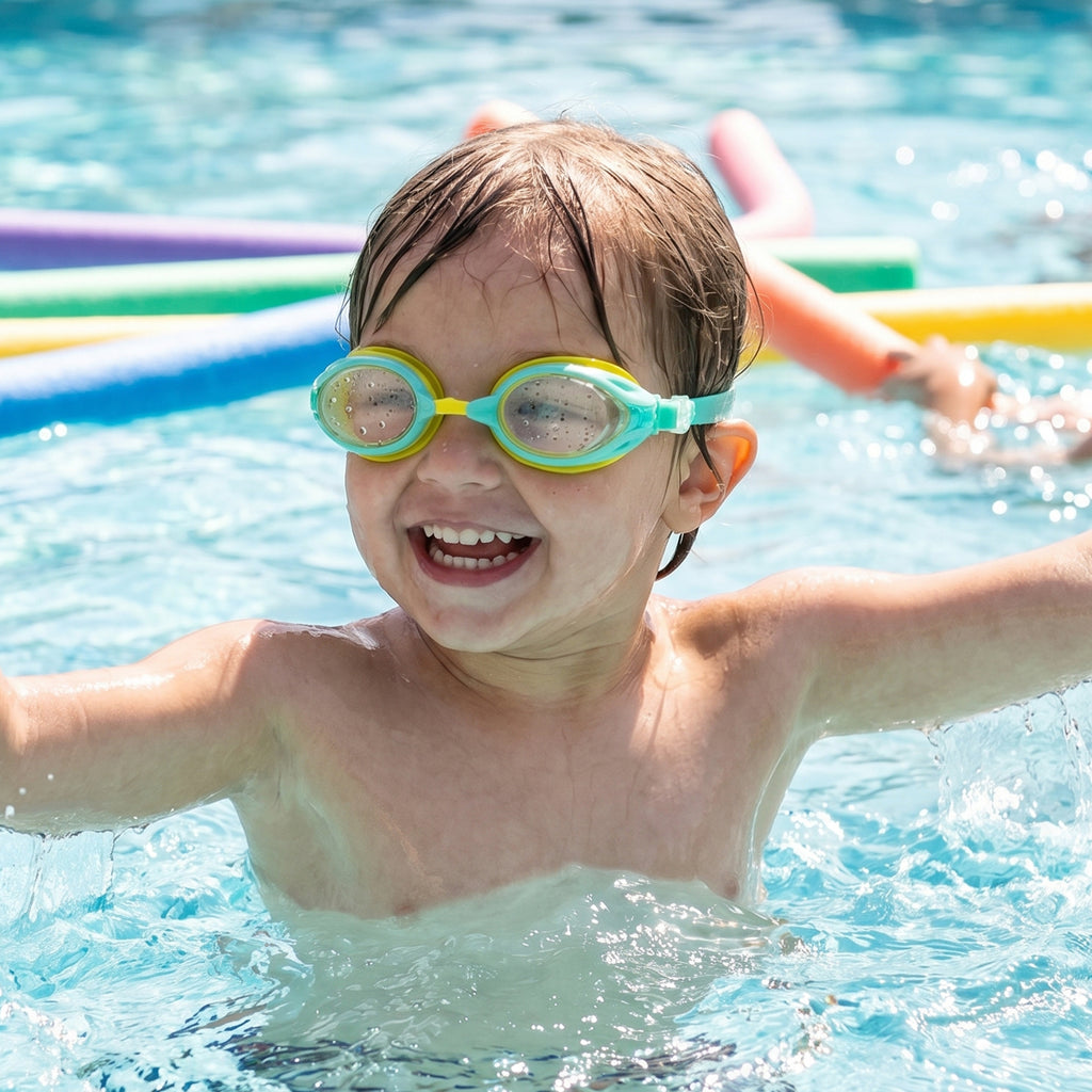 Kids Dual Color Swimming Goggles With Clear Vision Lens And Comfortable Fit  1 Pc
