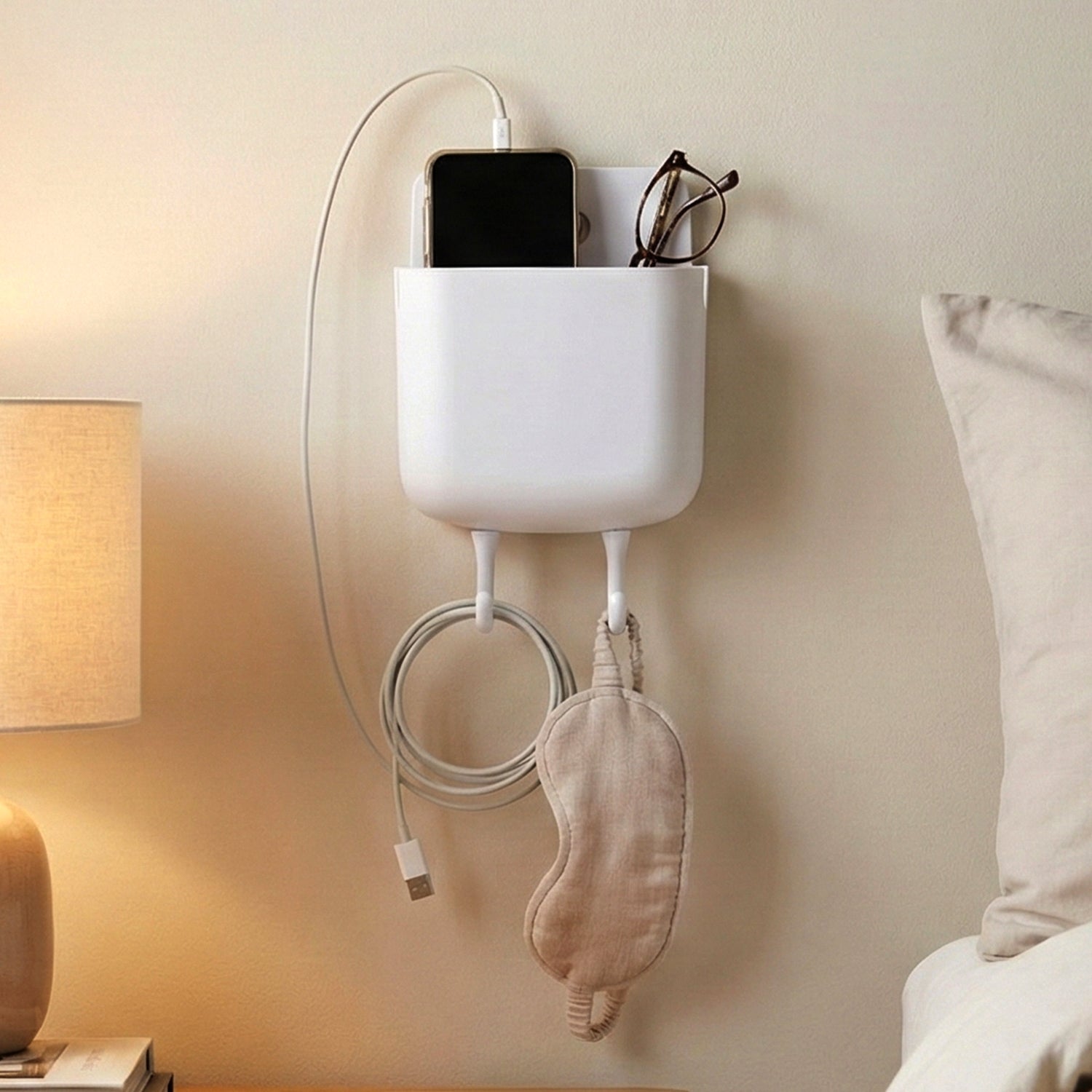 Multi-purpose Plastic Wall Mounted Mobile Charging Holder (1 Pc)