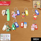 Cartoon Character Keychain With Name Tag (Mix Design 1 Pc)