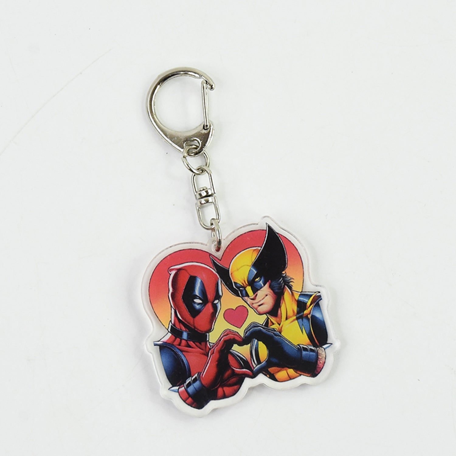 Stylish acrylic keyring with printed cartoon characters and metal clip for bags