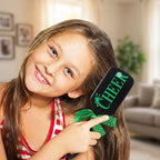 Kids Printed Hair Brush With Cute Ribbon Bow Handle Detangling Hair Comb (1 Pc)