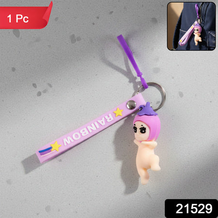 Cute Baby Doll Cartoon Silicone Keychain (1 Pc)
