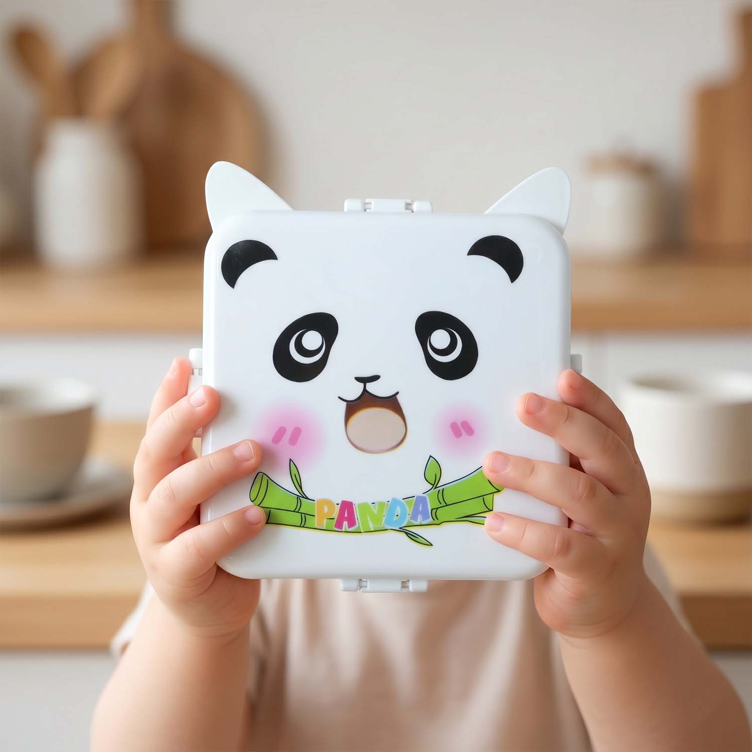 Cartoon panda kids tiffin box for school and travel
