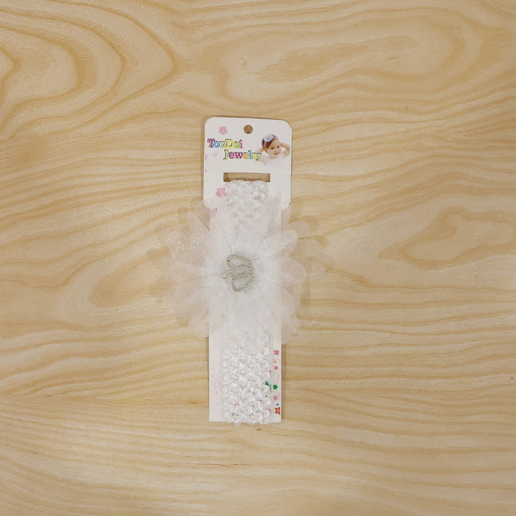 Soft Elastic Baby Hair Headband With Crown Flower Design (1 Pc)