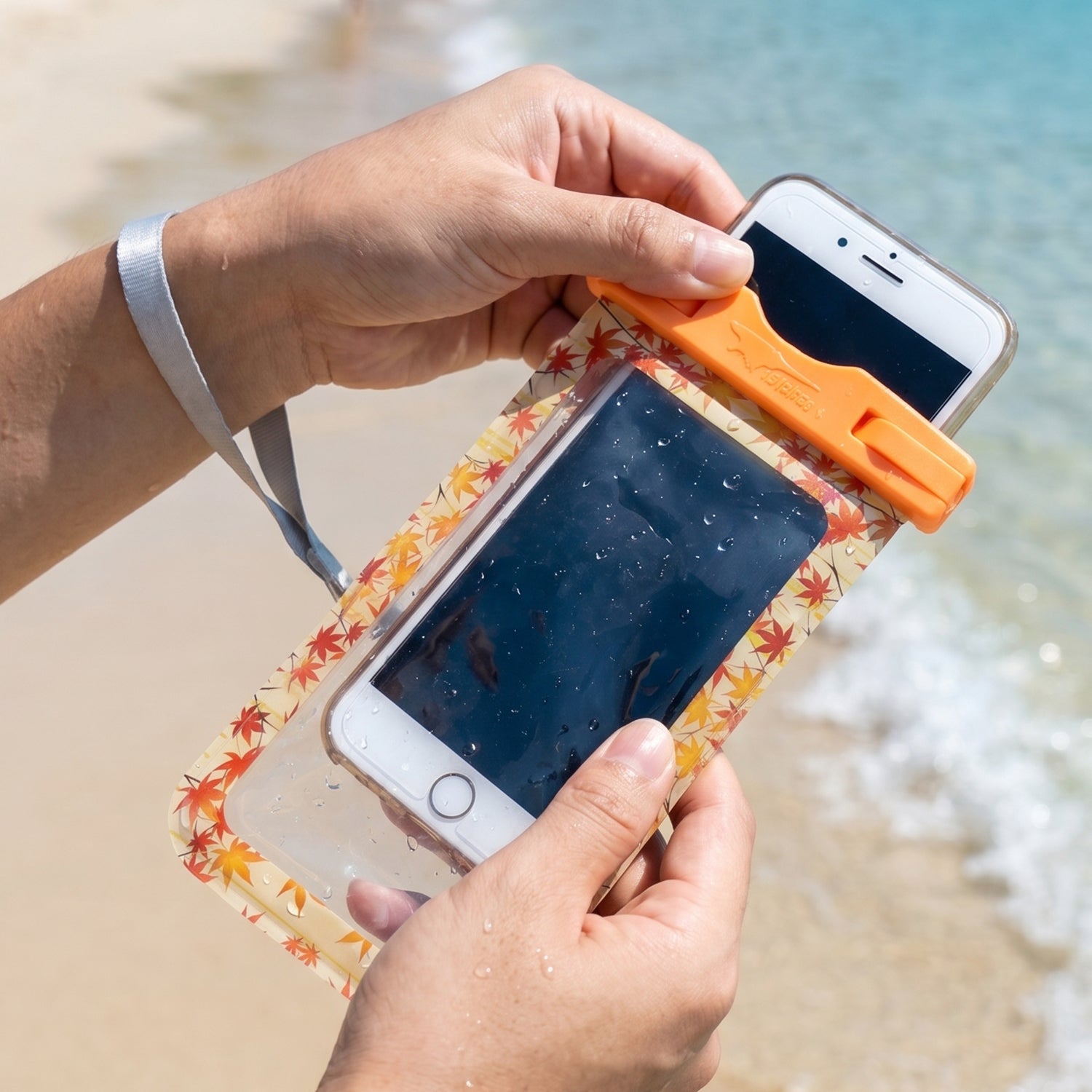 Maple Leaf Waterproof Mobile Pouch  1 Pc Universal Phone Case With Armband  Lanyard